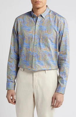 Johnston & Murphy Paisley Print Cotton Button-Up Shirt Blue at Nordstrom,