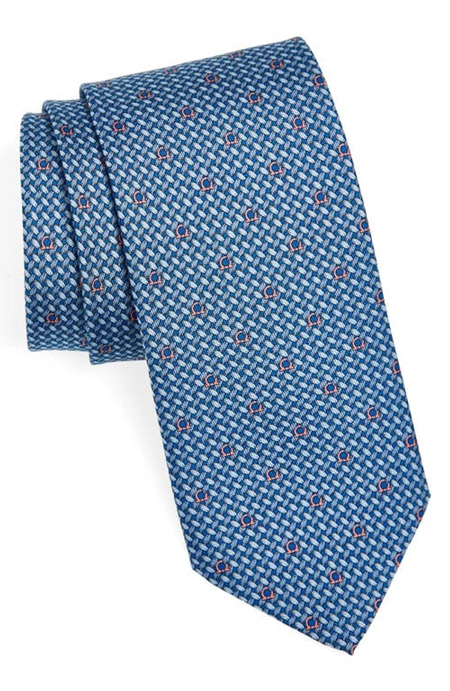 FERRAGAMO Maglia Gancini Print Silk Tie in Bluette/Azzurro at Nordstrom