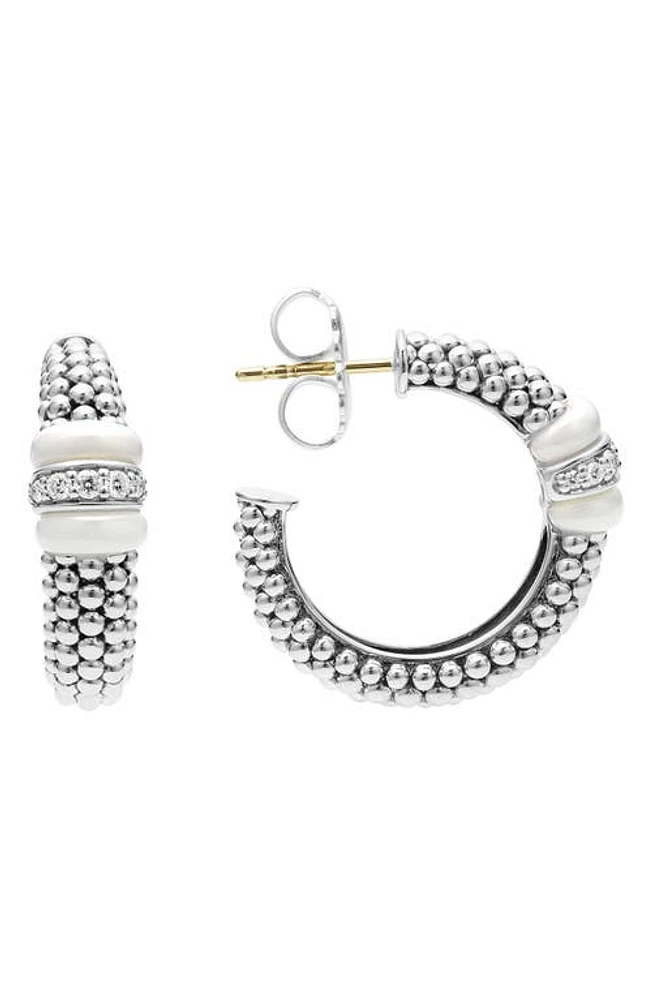 LAGOS White Caviar Diamond Hoop Earrings in Silver/Diamond at Nordstrom