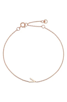 BYCHARI Initial Pendant Bracelet in 14K Rose Gold-V at Nordstrom