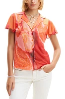 Desigual Resort Tulle Shirt Orange at Nordstrom,