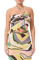 AFRM Thom Asymmetric Strapless Halter Top Soft Linear Abstract at Nordstrom,