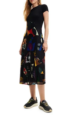 Desigual M. Christian Lacroix Combination Midi Dress Black at Nordstrom,