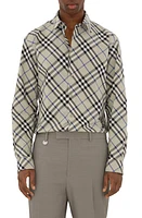 burberry Check Long Sleeve Cotton Poplin Button-Up Shirt Lichen Ip at Nordstrom,