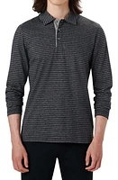 Bugatchi Stripe Cotton Long Sleeve Polo at Nordstrom,