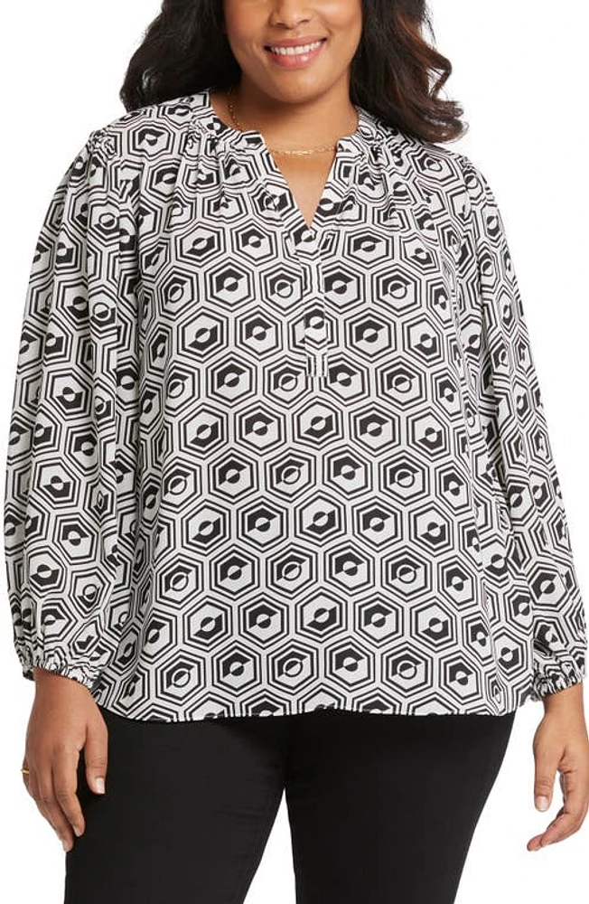 NYDJ Long Sleeve Split Neck Top at Nordstrom,