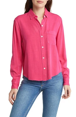 Rails Ingrid Raw Hem Chambray Button-Up Shirt in Hibiscus at Nordstrom, Size Medium