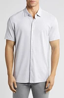 Robert Barakett Campbell Knit Short Sleeve Button-Up Shirt Grey at Nordstrom,