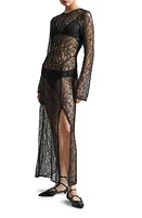 & Other Stories Sheer Long Sleeve Lace Midi Dress Black at Nordstrom,