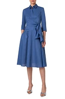 Akris punto Sash Detail Cotton Seersucker Shirtdress Smoky Blue at Nordstrom,