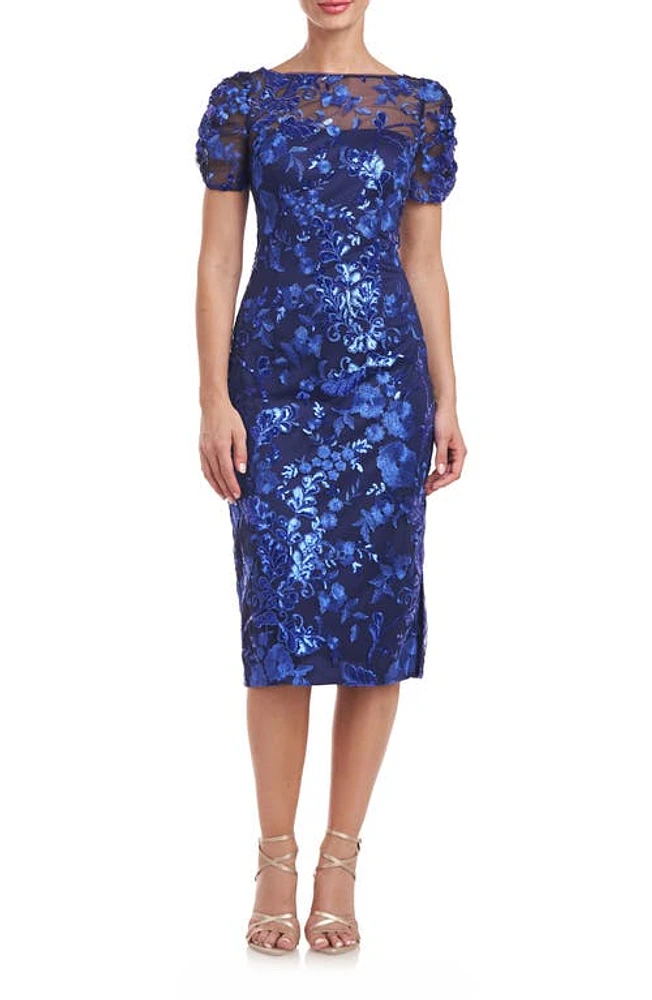 JS Collections Clover Sequin Cocktail Dress Navy/Royal Blue at Nordstrom,