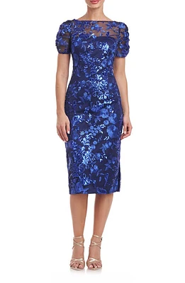 JS Collections Clover Sequin Cocktail Dress Navy/Royal Blue at Nordstrom,