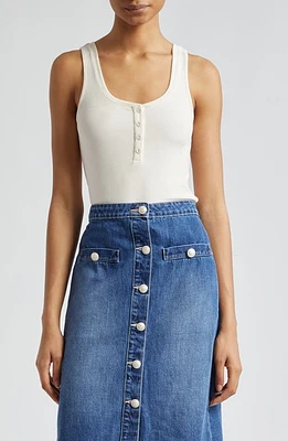 L'AGENCE Kate Henley Tank Top Ecru at Nordstrom,