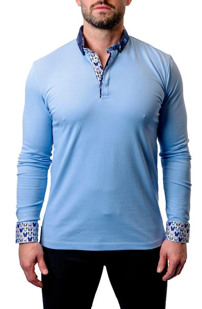 Maceoo Newton Baby Blue Long Sleeve Polo at Nordstrom,