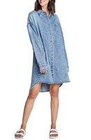 Wash Lab Denim Long Sleeve Shirtdress Beach Blue at Nordstrom,