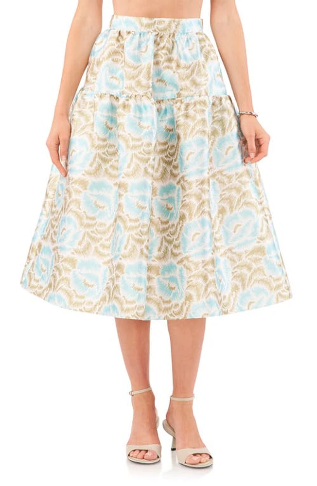 1.STATE Print Tiered A-Line Skirt Blue River at Nordstrom,