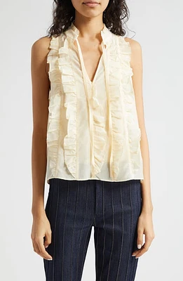 Cinq à Sept Dallin Floral Sleeveless Cotton & Silk Top Gardenia at Nordstrom,