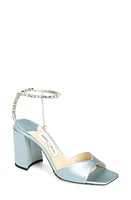 Jimmy Choo Saeda Crystal Ankle Strap Sandal in Ice Blue/Crystal at Nordstrom, Size 10.5Us