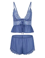 Adore Me Tammy Camisole & Shorts Set Lingerie Dark Blue at Nordstrom,