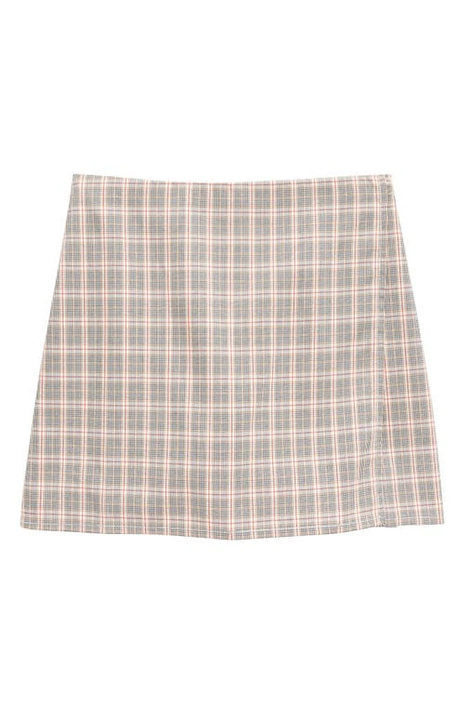 Nordstrom Kids' Plaid Woven Skort Ivory Egret- Black at Nordstrom,