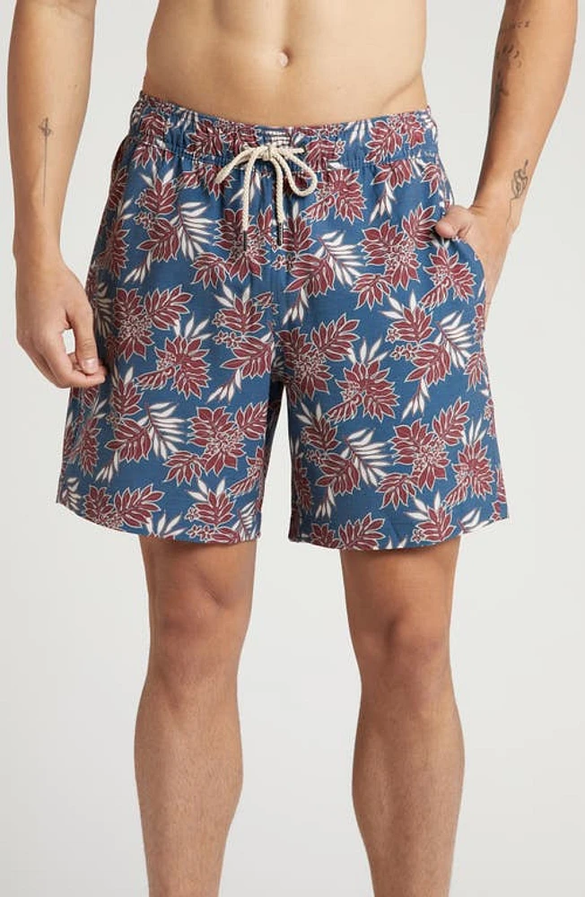 Fair Harbor The Bayberry Swim Trunks Navy Crimson Leaves at Nordstrom,