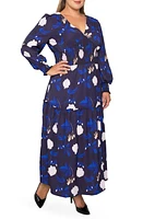 Standards & Practices Floral Smock Waist Long Sleeve Georgette Maxi Dress at Nordstrom,