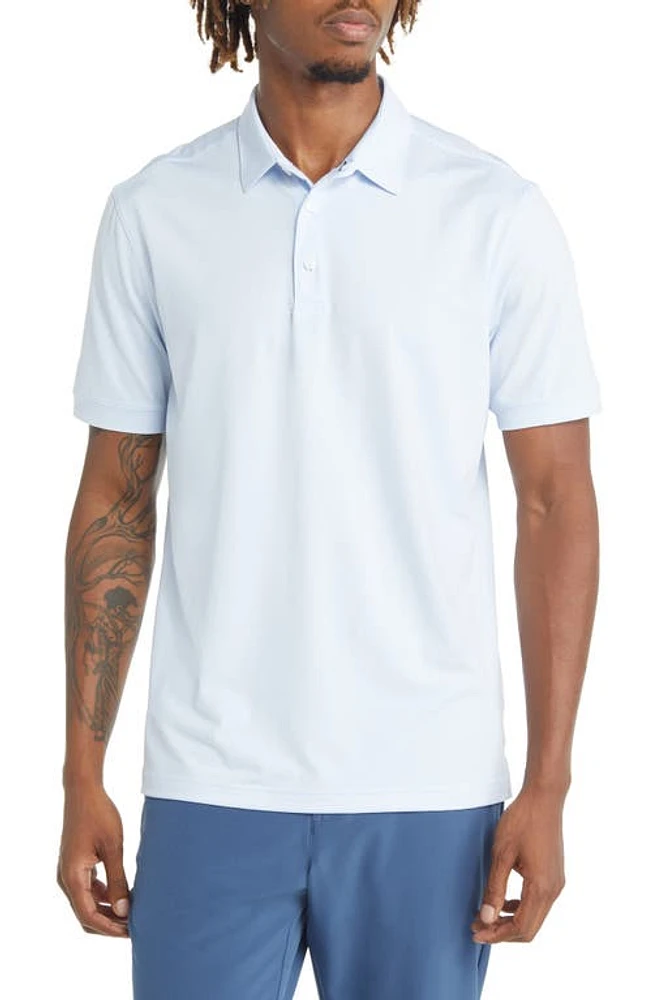 Mizzen+Main Men's Versa Stripe Performance Golf Polo Light Blue White at Nordstrom,