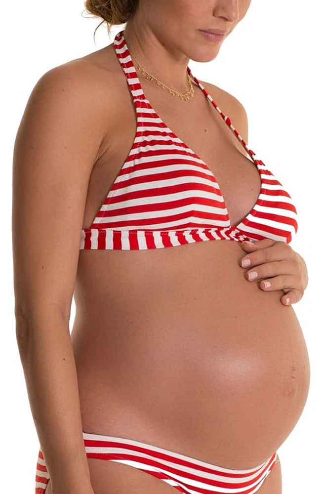 Pez D'Or Isabella Striped Maternity Bikini Top Red/White at Nordstrom,