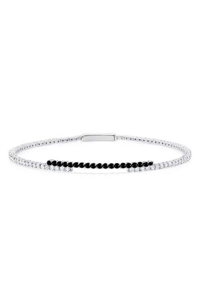 Crislu Cubic Zirconia Regal Flex Bangle Bracelet in Black at Nordstrom, Size 8