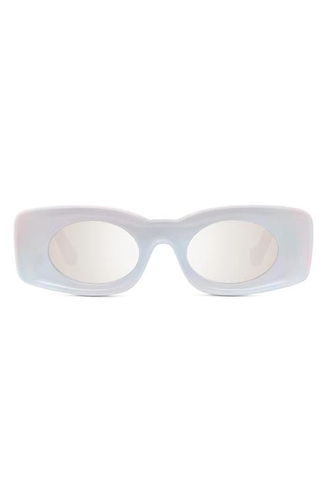 Loewe x Paula's Ibiza 49mm Mirrored Oval Sunglasses in White/Other /Smoke Mirror at Nordstrom