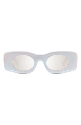 Loewe x Paula's Ibiza 49mm Mirrored Oval Sunglasses in White/Other /Smoke Mirror at Nordstrom