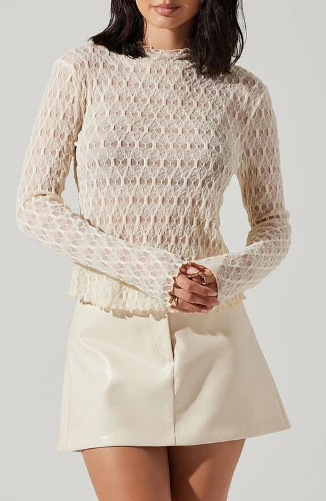 ASTR the Label Dorset Mesh Top in Cream at Nordstrom, Size Large