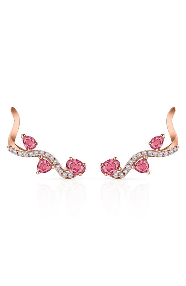 Hueb Mirage Pink Sapphire & Diamond Ear Crawlers in Pink Gold at Nordstrom