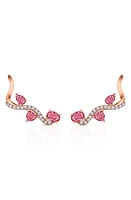 Hueb Mirage Pink Sapphire & Diamond Ear Crawlers in Pink Gold at Nordstrom