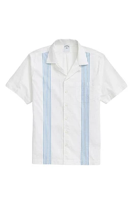 Brooks Brothers Stripe Cotton Seersucker Camp Shirt Bluestripes at Nordstrom,