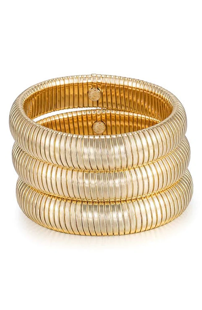 Ettika Set of 3 Stretch Cuffs in Gold at Nordstrom