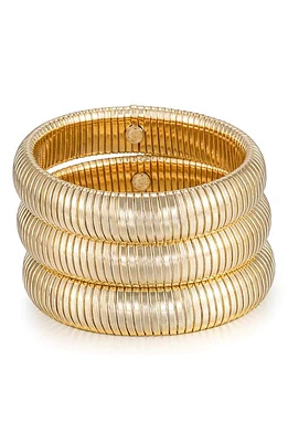 Ettika Set of 3 Stretch Cuffs in Gold at Nordstrom