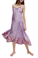 Free People On My Own Floral Satin Nightgown in Lilac Combo at Nordstrom, Size Medium