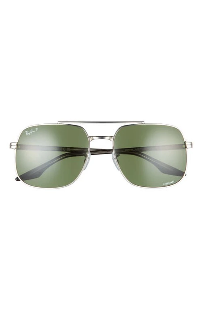 Ray-Ban 59mm Polarized Aviator Sunglasses in Silver at Nordstrom