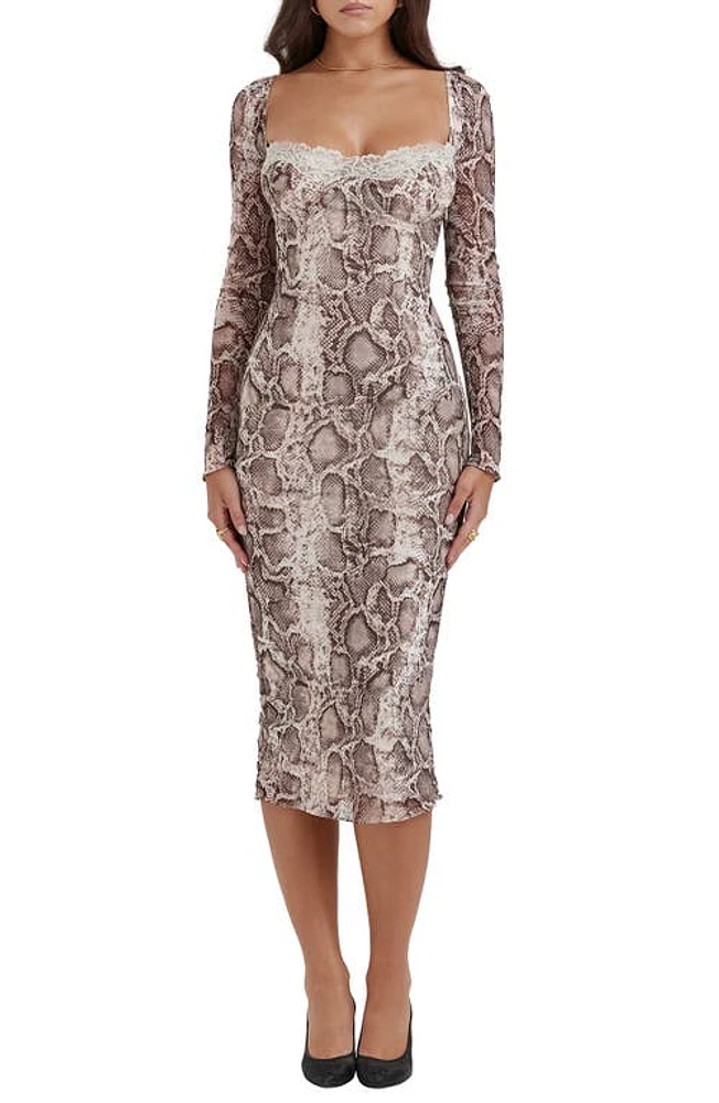 HOUSE OF CB Seraphina Corset Detail Long Sleeve Dress at Nordstrom,