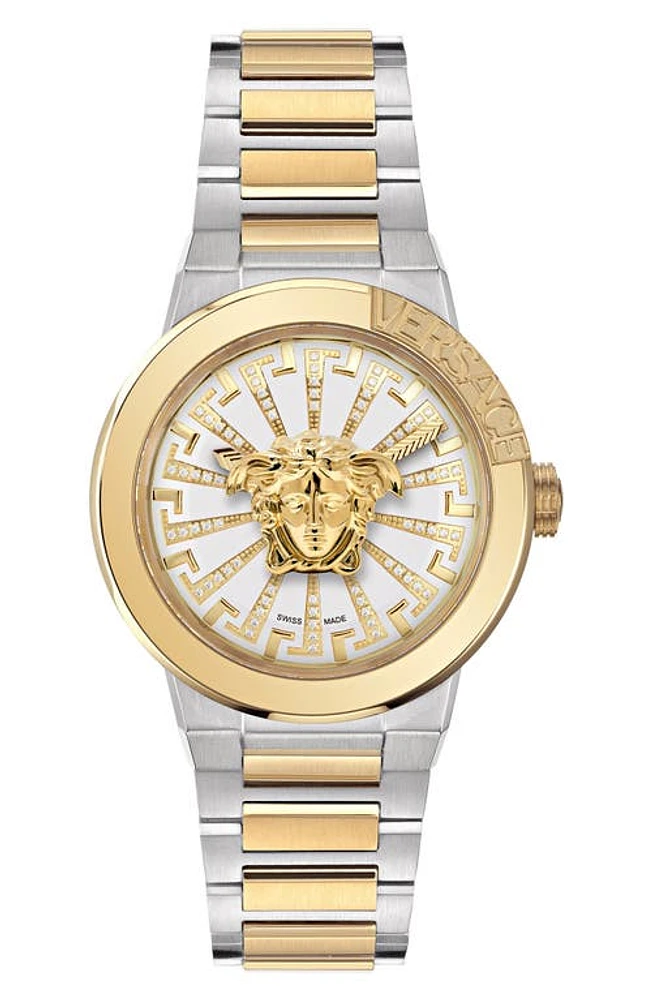 Versace Medusa Infinite Diamond Bracelet Watch, 38mm in Two Tone at Nordstrom