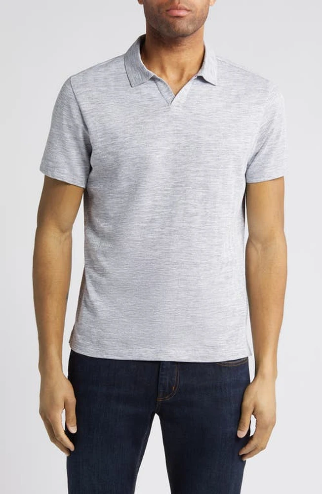 Robert Barakett Martel Slim Fit Herringbone Jacquard Johnny Collar Polo Grey at Nordstrom,