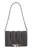 Alexander McQueen Slash Cutout Knuckle Denim Crossbody Bag in 4290 Denim/Black at Nordstrom