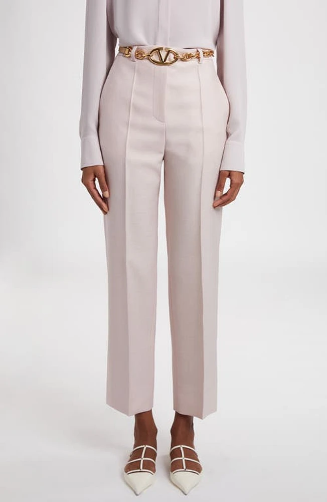 Valentino Garavani Virgin Wool & Silk Ankle Straight Leg Pants in Nemorosa at Nordstrom, Size 0 Us