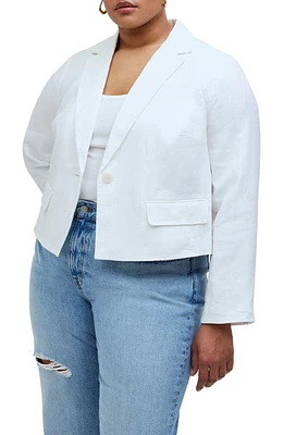 Madewell Crop Linen Blazer Eyelet White at Nordstrom,