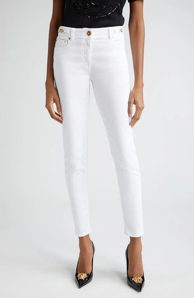 Versace Medusa '95 Stretch Denim Skinny Jeans White at Nordstrom,