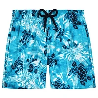 Vilebrequin Kids' Swim Starlettes & Turtles Tie & Dye Stretch in Azur at Nordstrom