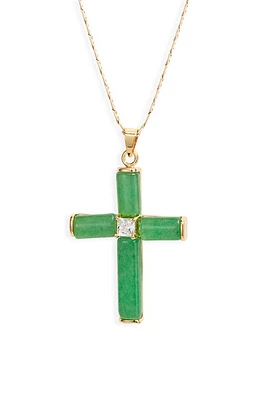 Child of Wild Giovanni Jade Cross Pendant Necklace in Gold at Nordstrom