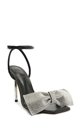 Schutz Mila Rhinestone Bow Stiletto Sandal Black at Nordstrom,