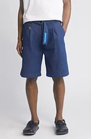 JUNGLES Pleated Belted Denim Shorts Indigo at Nordstrom,